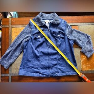 Alfred dunner 18w blue Jean Shacket w/ fancy lined fabric navy boho cozy office